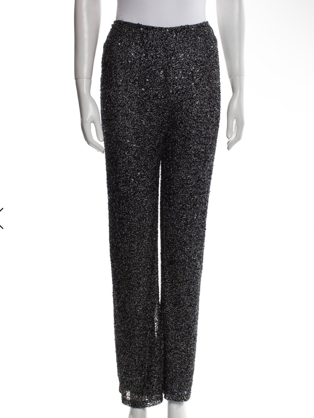 NWT Badgley Mischka Black Sequin Silk Pants